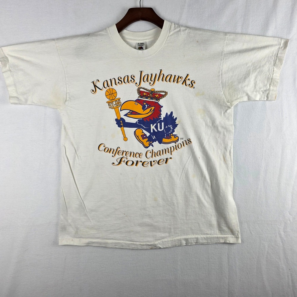Fruit of the Loom Kansas Jayhawks Conference Champions T-Shirt White Size XL